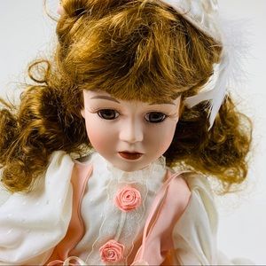 Porcelain Doll-16”- with stand. Bride Doll